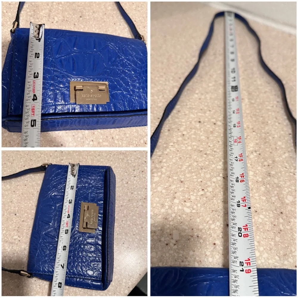 Kate Spade New York Rialto Place Sally Crossbody Bag Blue Crocodile Embossed GUC